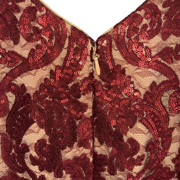 Dress‎ The Population Size Large Burgundy Red Sequin Cocktail Dress NWT - Picture 5 of 8